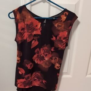 The Limited Red and Brown Floral Blouse
